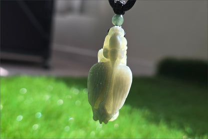 Certified Natural Ruoqiang Blue and Yellow Nephrite Jade Hand Carved Flying Pixiu Pendant, 天然若羌蓝皮黄口手工雕刻飞天貔貅吊坠