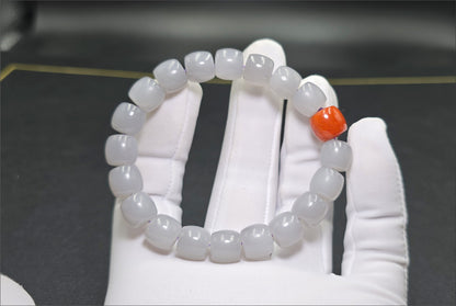 10mm, Certified Natural High Quality Smoky Purple Nephrite Jade and Nanhong Agate Beads Bracelet, 天然烟紫和田玉配南红手串
