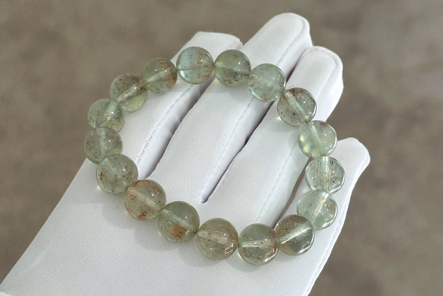 11mm+, Certified Rare Find, Collector's Grade Natural High Clarity Arusha Green Beryl Bracelet, 天然坦桑尼亚收藏级阿鲁沙金太阳绿柱石手串