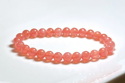 7mm, Certified High Grade Untreated Icy Natural Argentina Rhodochrosite Bracelet, Rhodochrosite bracelet, 天然阿根廷红纹石手串