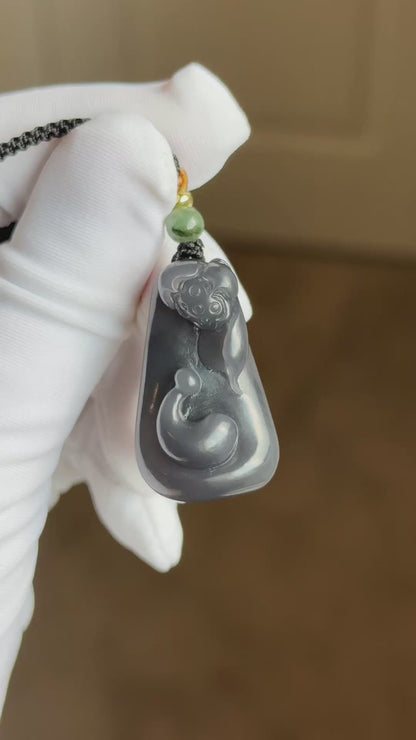 Certified Natural High-Quality Imperial Purple Nephrite Jade Hand-Carved Enlightenment Pendant, 天然帝王紫和田玉手工雕刻悟道莲花吊坠