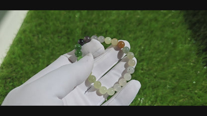10mm, Certified Natural High Quality Smoky Purple Nephrite Jade and Nanhong Agate Beads Bracelet, 天然烟紫和田玉配南红手串
