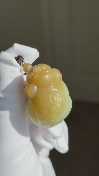 Certified Natural High-quality Qiemo Sugar-White Nephrite Jade Hand Carved "Fortune Pig" pendant, 天然精品且末糖白和田玉手工雕刻福猪吊坠