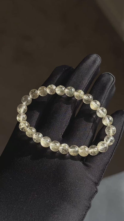 7.5mm+, Certified Natural Silver Rutilated Quartz Bracelet, Venus silver rutilated quartz bracelet, 天然小众维纳斯魔鬼银发晶手串
