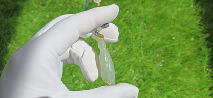 Certified Natural Qiemo Blue and Sugar Nephrite Jade Hand Carved Magnolia Flower Pendant, 天然且末冰蓝带天地糖手工雕刻玉兰花吊坠