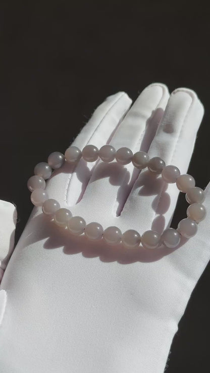 8mm, Certified Natural High Quality Smoky Purple Nephrite Jade Beads Bracelet, 天然烟紫和田玉手串