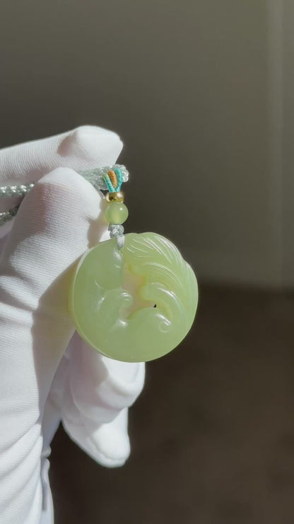 Certified Natural Green Qingshui nephrite jade Carved Kitten Nephrite Jade Carved Kitten Pendant, Nephrite Jade Cat Pendant, 天然绿晴水和田玉雕刻小猫咪吊坠