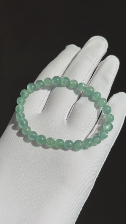 6.5mm, Certified Undyed Icy Transparent Greenish Blue Kyanite Bracelet, Kyanite Bracelet, 稀有透体无烤无染绿蓝晶石