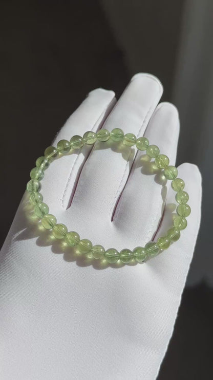 6mm, Certified Natural High-Quality Green Apatite Beads Bracelet, 天然玻璃体绿磷灰手串
