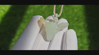 Certified Natural Russian White Nephrite Jade Hand-Carved Ram Head Pendant, 天然俄料和田白玉带一口糖手工雕刻羊头吊坠